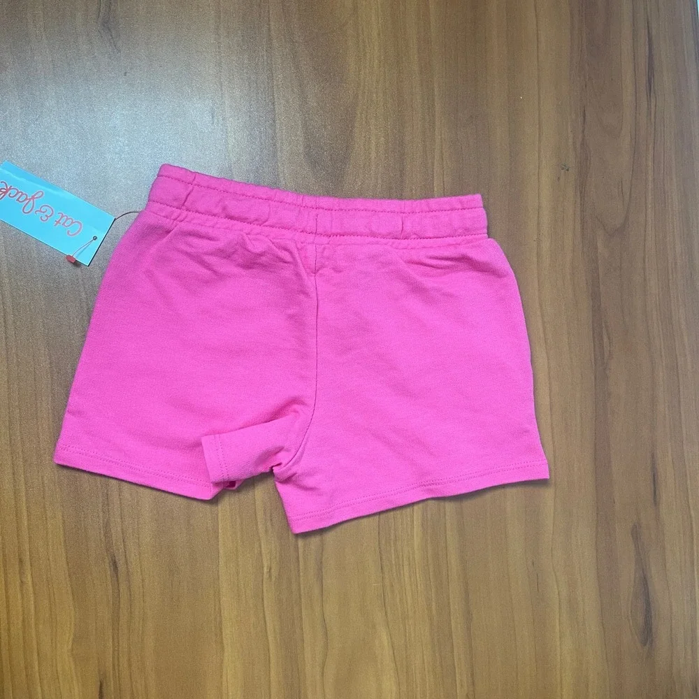 Lot of 2 Cat & Jack Toddler Girls 4T Shorts Pink Gray Knit Easy On 4yo NWT